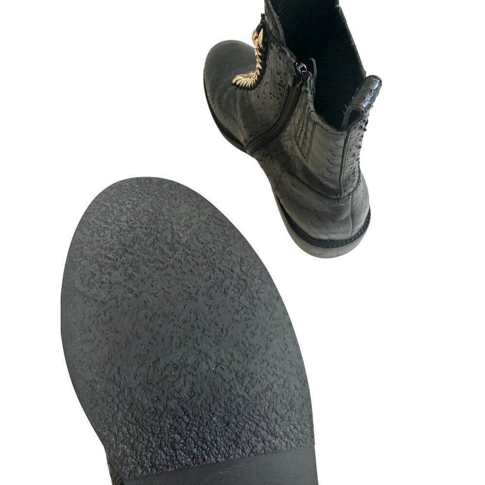 Jeffrey Campbell Black Ankle Boots with Gold Chain - Picture 7 of 9